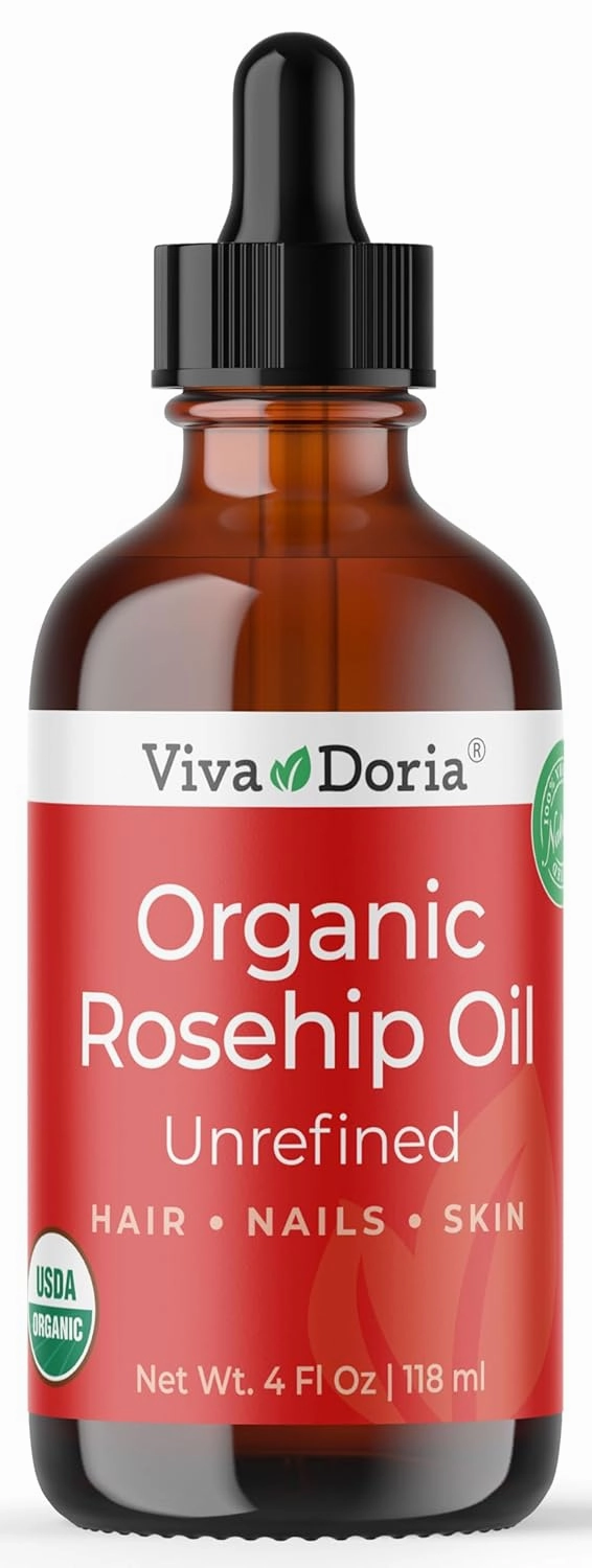 Viva Doria Organic Rosehip Oil, Unrefined, Cold-Pressed, 30 mL (1 Fl Oz) For Hair, Nails and Skin