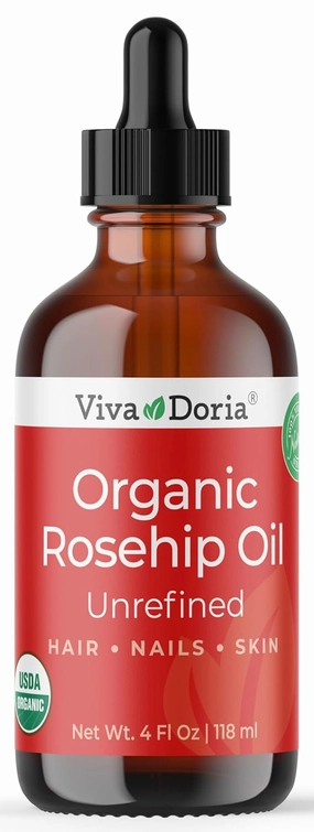 Viva Doria Organic Rosehip Oil, Unrefined, Cold-Pressed, 30 mL (1 Fl Oz) For Hair, Nails and Skin