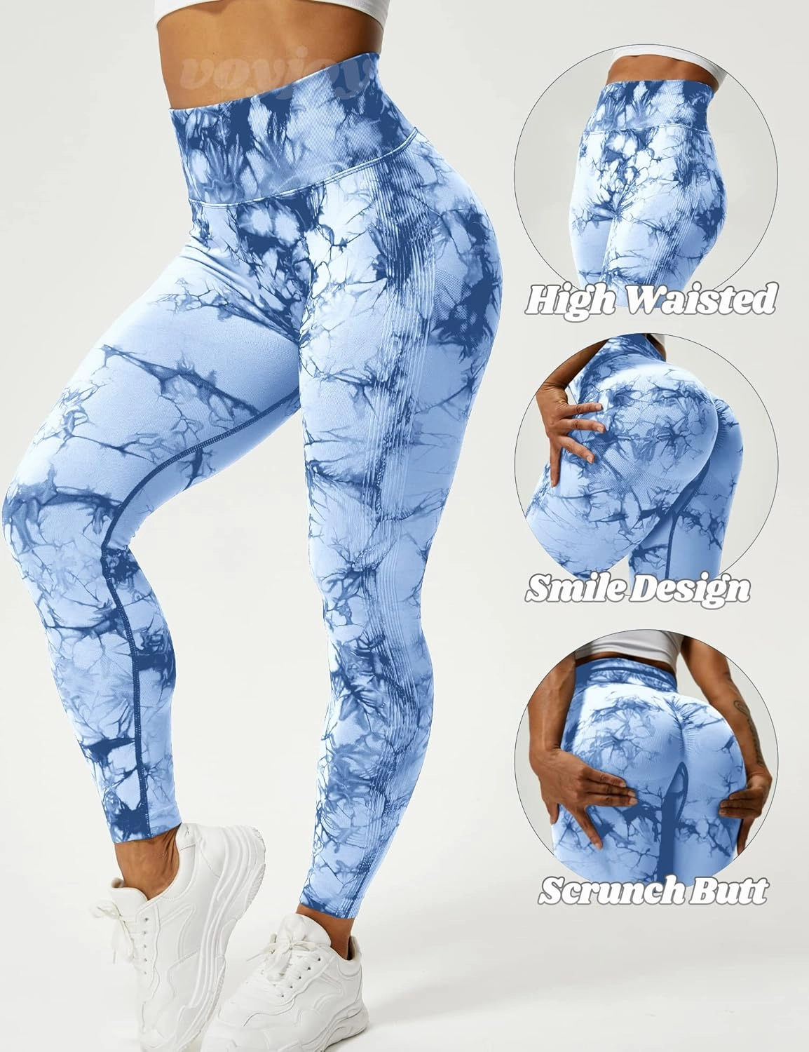 VOYJOY Seamless Leggings for Women High Waist Yoga Pants Scrunch Butt Lifting Elastic Tights