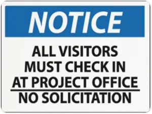 Warning Notice Traffic sign,NOTICE - All Visitors Check In, Aluminum Safety Danger Tin Road Sign Safety Signs For Workplace