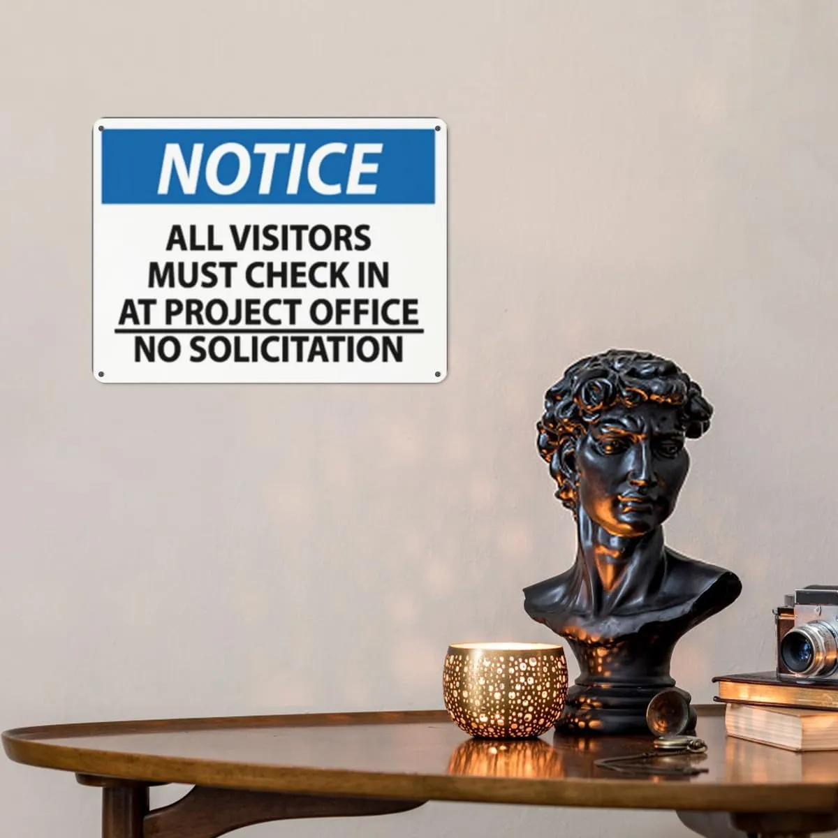 Warning Notice Traffic sign,NOTICE - All Visitors Check In, Aluminum Safety Danger Tin Road Sign Safety Signs For Workplace