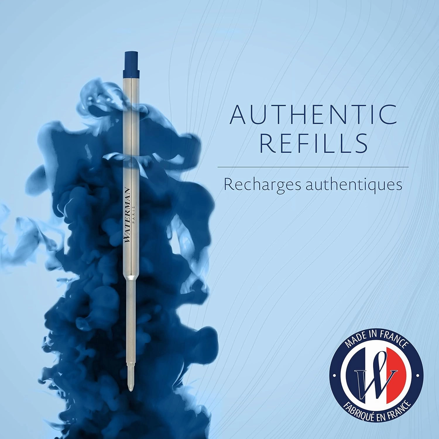 Waterman Ballpoint Pen Refill, Medium Point, Blue Ink, 3 Count