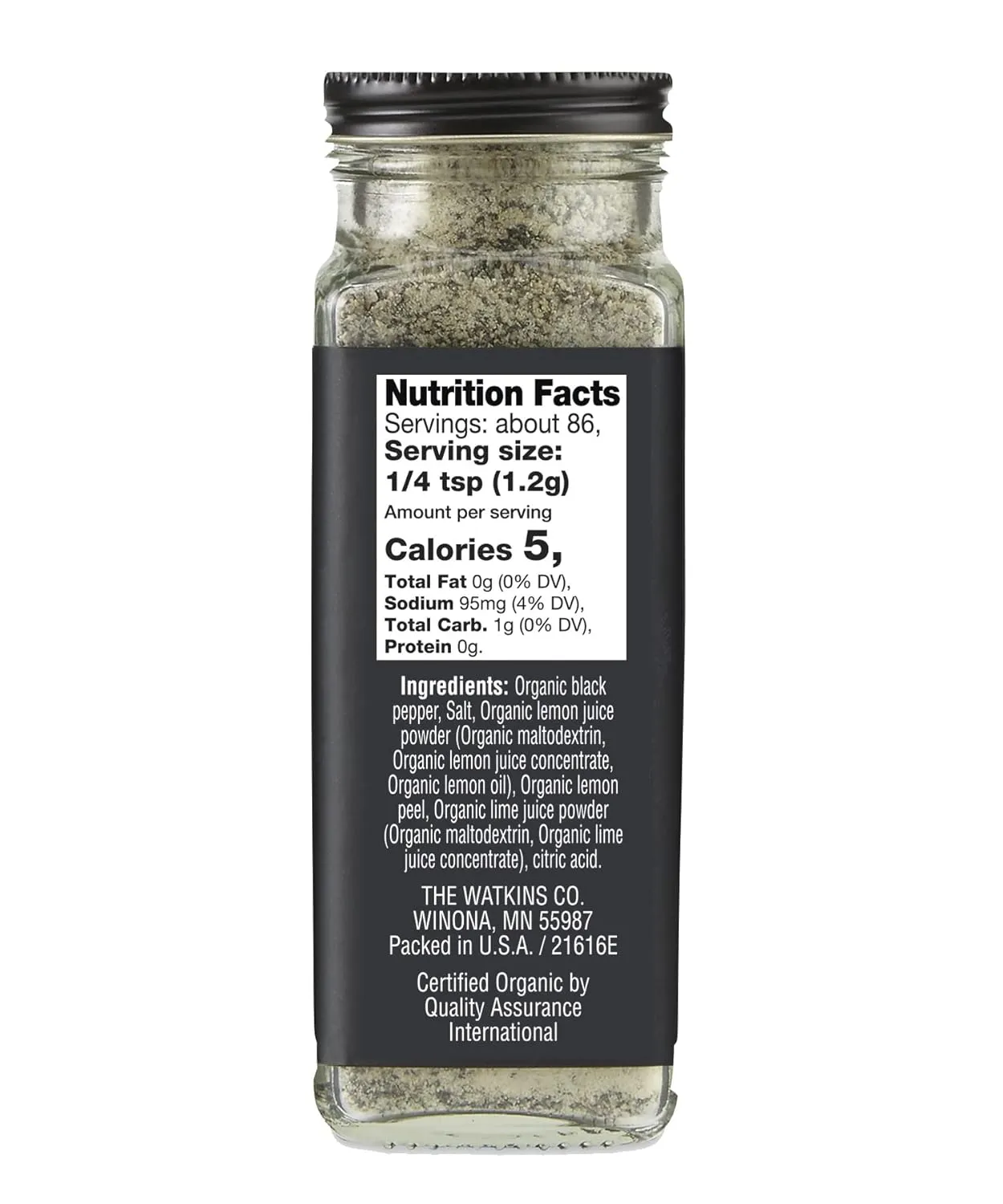 Watkins Gourmet Organic Spice Jar, Lemon Pepper Blend, 3.6 Ounce ., 3.6 Ounce (Pack of 2)