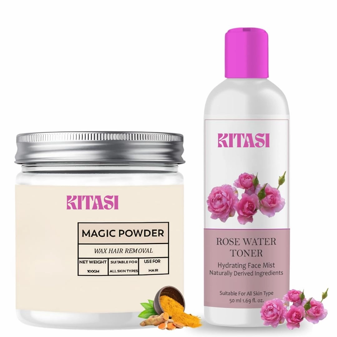 Wax Powder 100 gm And Rose Water 50 ml, Natural Glow, Skin care combo