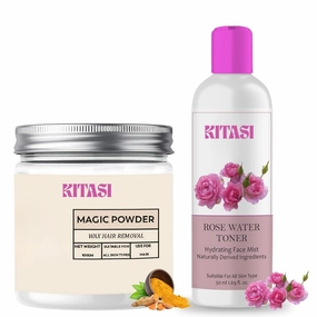 Wax Powder 100 gm And Rose Water 50 ml, Natural Glow, Skin care combo