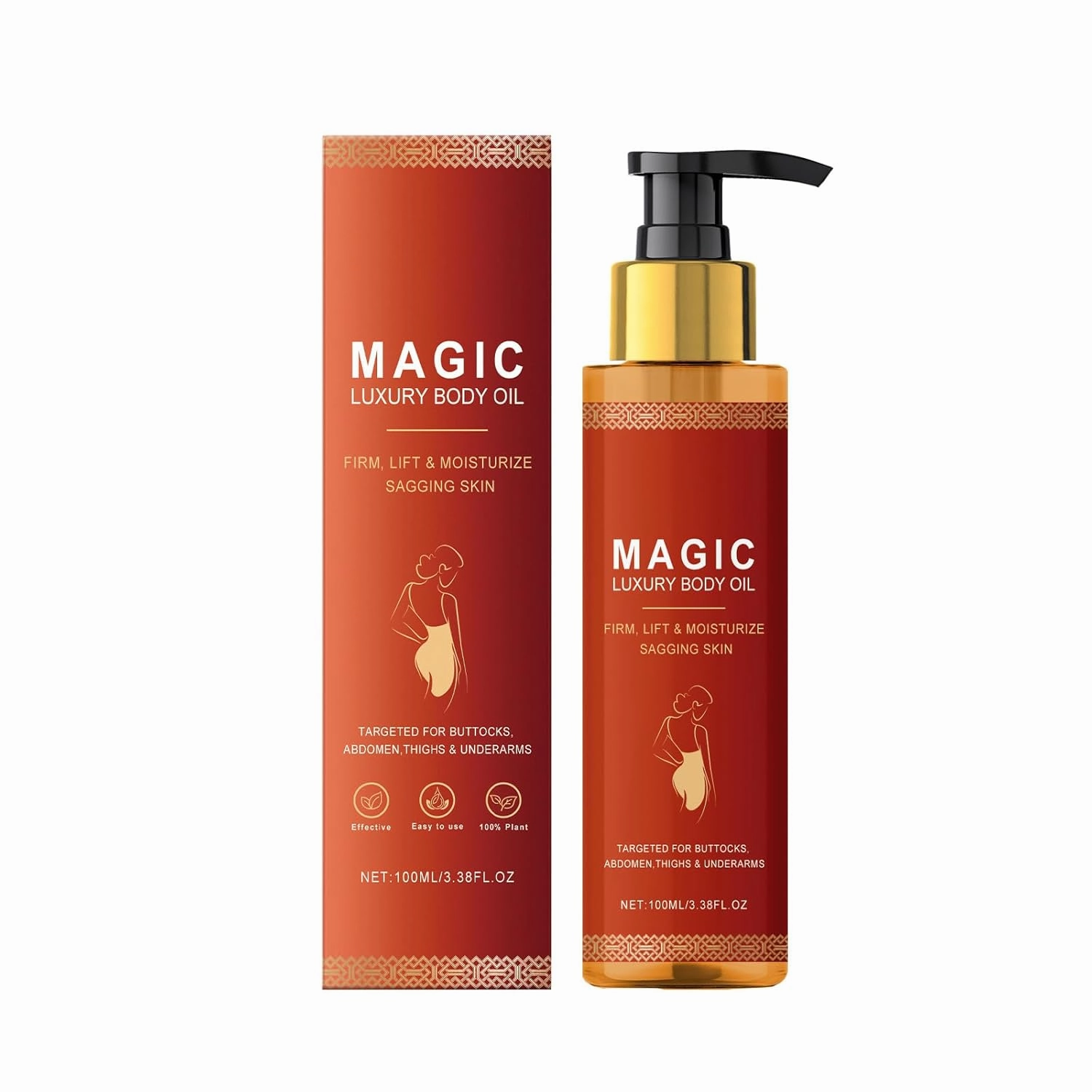 West Month Magic Luxury Body Oil, Firming and Lifting for Sagging Skin, Natural Plant-Based Formula with Hyaluronic Acid, 3.38 FL OZ (1pcs)