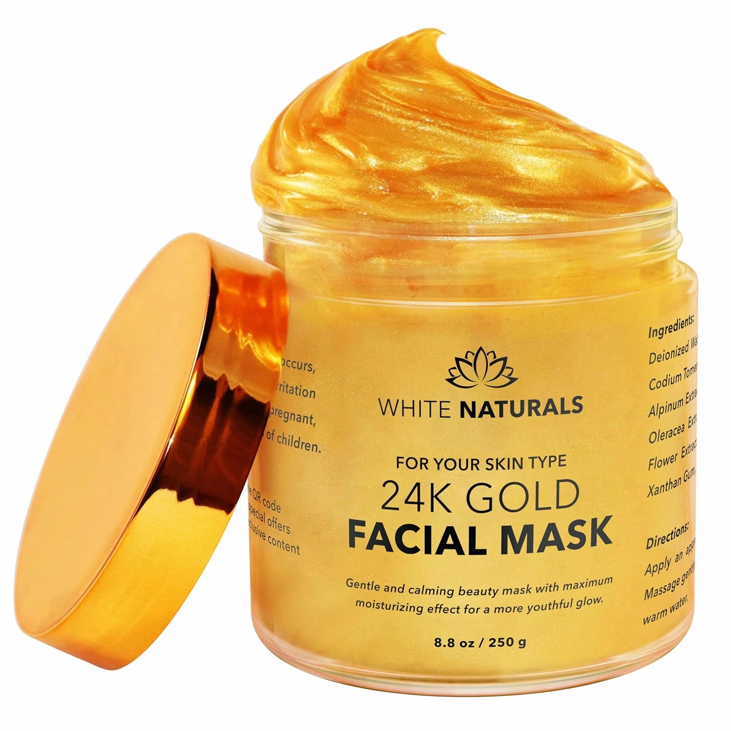 White Naturals Golden Glow Trio: 24K Gold Facial Mask, Vitamin C Brightening Serum & Organic Gentle Makeup Remover for Radiant, Rejuvenated Skin
