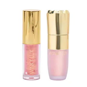 Winky Lux Pink Opal Lip Oil & Pink Opal Liquid Highlighter Duo – Hydrating& Nourishing Lip Care, Infused with Ceramides & Jojoba Oil, Subtle Vanilla Scent, Vegan & Cruelty-Free