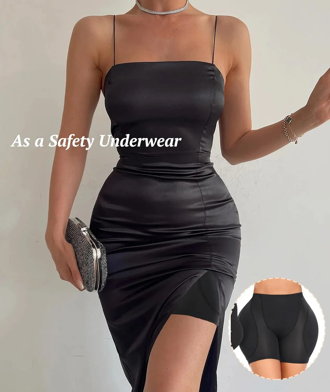 Women Hip Padded Shapewear Booty Lifter Butt Enhancer Removable 4 Thicker Pads Control Panty for Bigger Butt