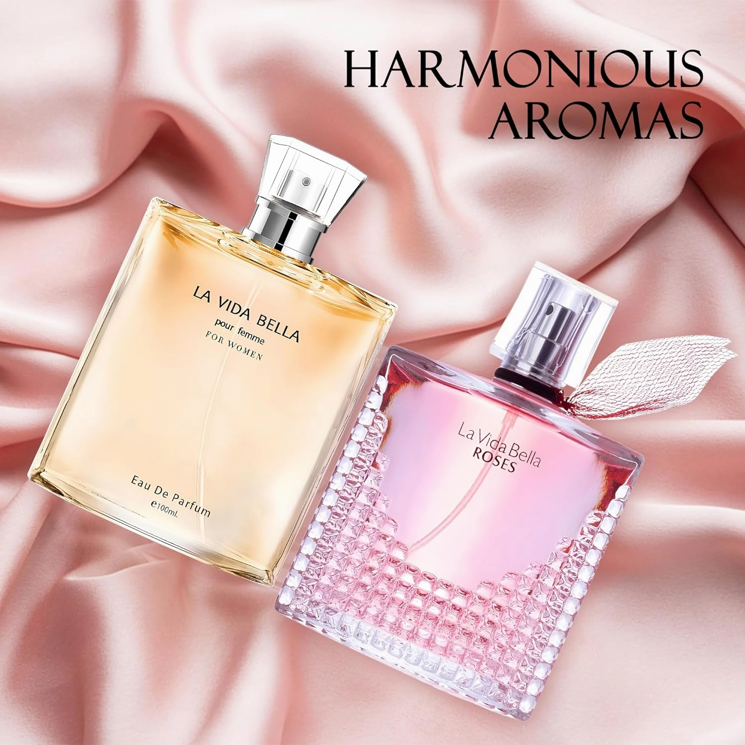 Women Perfume 2PCS Combo La Vida Bella&La Vida Bella Rose Eau De Parfum Long Lasting Fragrance 3.4 Fl Oz Spray Each for Daily Used