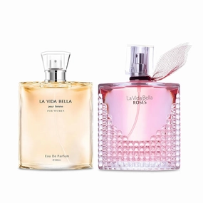 Women Perfume 2PCS Combo La Vida Bella&La Vida Bella Rose Eau De Parfum Long Lasting Fragrance 3.4 Fl Oz Spray Each for Daily Used