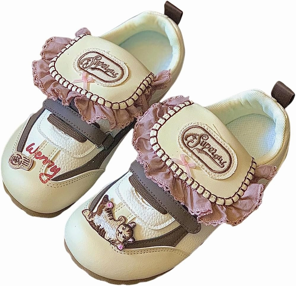 Women's Playful Sneakers with Lace Trim, Cat Design, Lightweight Walking Shoes, Bold Streetwear Statement