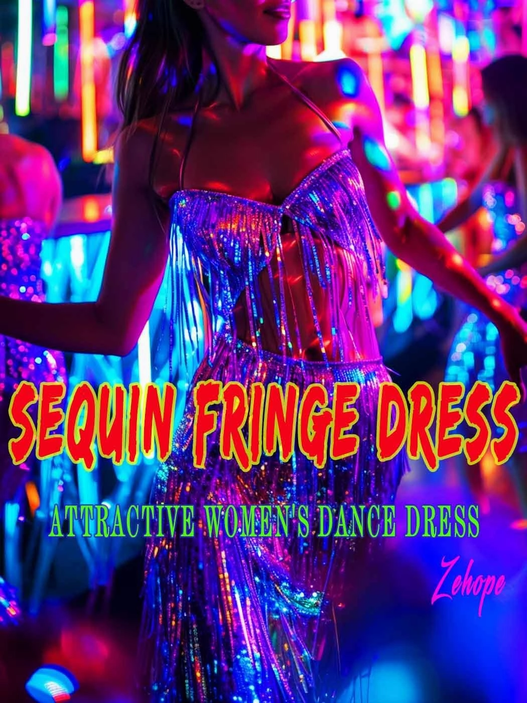Women's Sequin Tassel Dress Latin Dance Dresses Sparkly Fringe Cocktail Costume