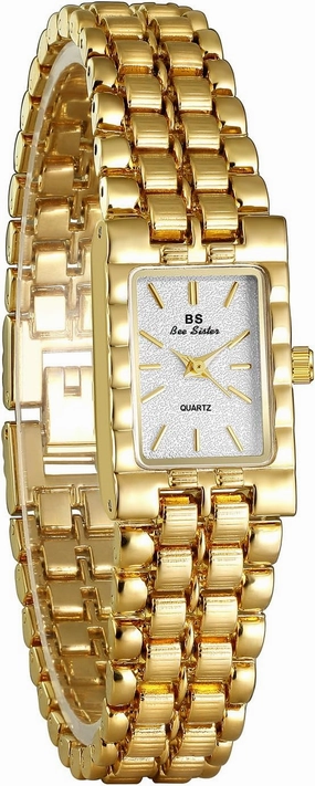 Women's Small Gold Watch, Vintage Rectangular Case, Stainless Steel Bracelet Watches for Women，Bracelet Tools Included