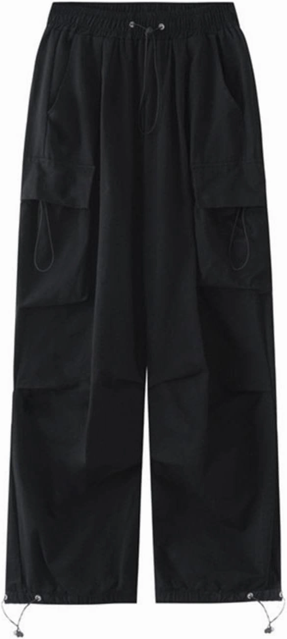 Women Y2K Cargo Jogger Pants Elastic High Waist Baggy Parachute Pants Multi Pocket Casual Loose Vintage Hiking Slacks