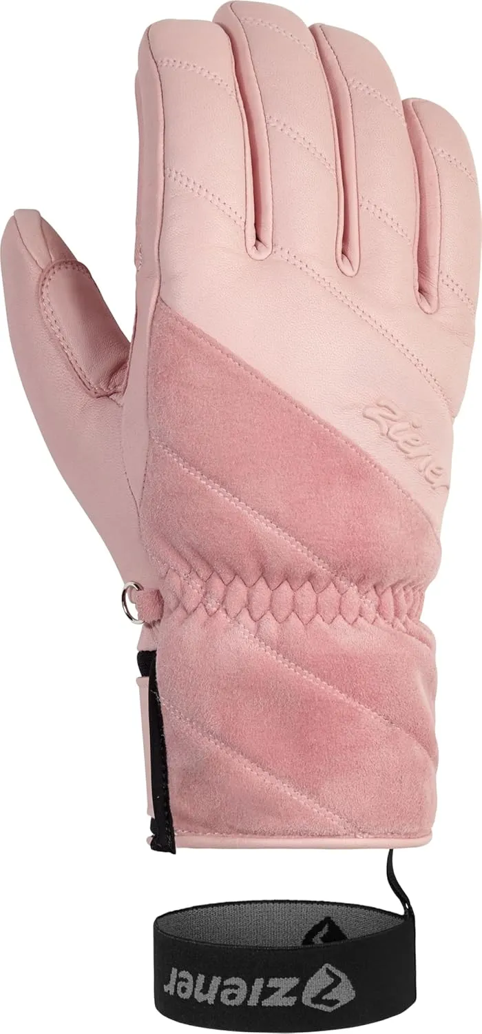 Women's Alpine Ski Leather Gloves Kuma Rose