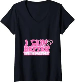 Womens Bold Statements: Government Can't Keep Up! V-Neck T-Shirt