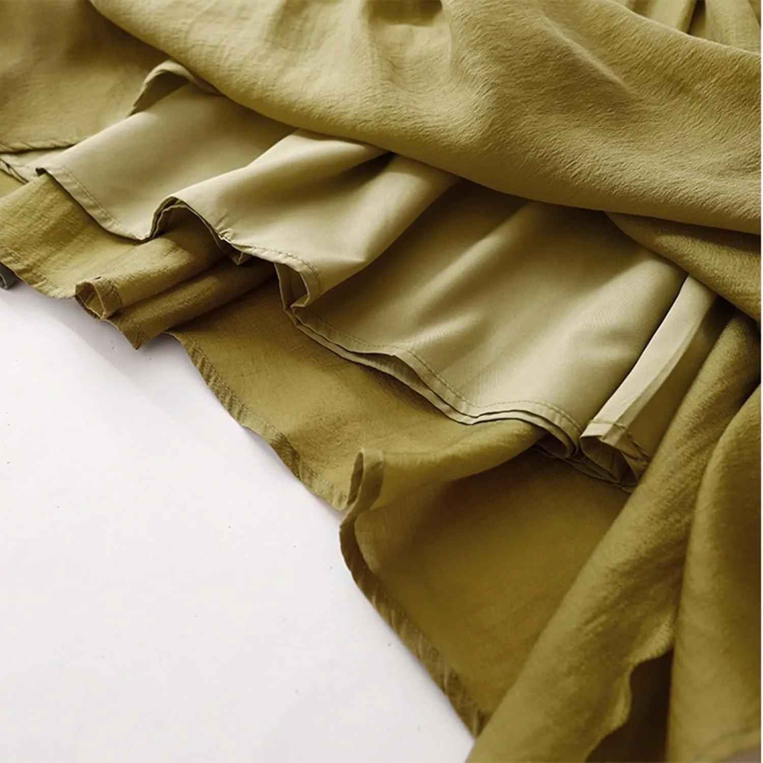 Womens Cotton Linen Skirts Summer Casual Elegant Double Layer Elastic High Waist Flowy Swing A Line Long Maxi Skirt