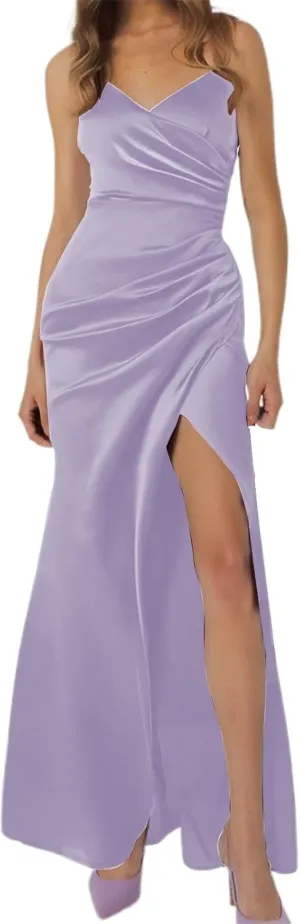 Women's Elegant Backless Pleated Satin Strapless Bridesmaid Dress Sequin Maxi Dress for Women