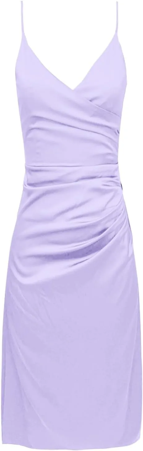 Women's Elegant Backless Pleated Satin Strapless Bridesmaid Dress Sequin Maxi Dress for Women