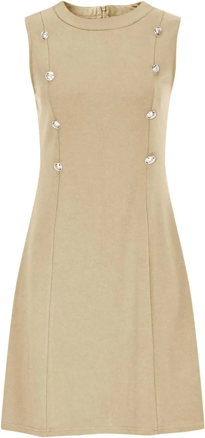Women's Elegant Button Down Dress Fashionable Round Neck Midi Skirt Slimming Waist Big Hem Dresses Concert Party