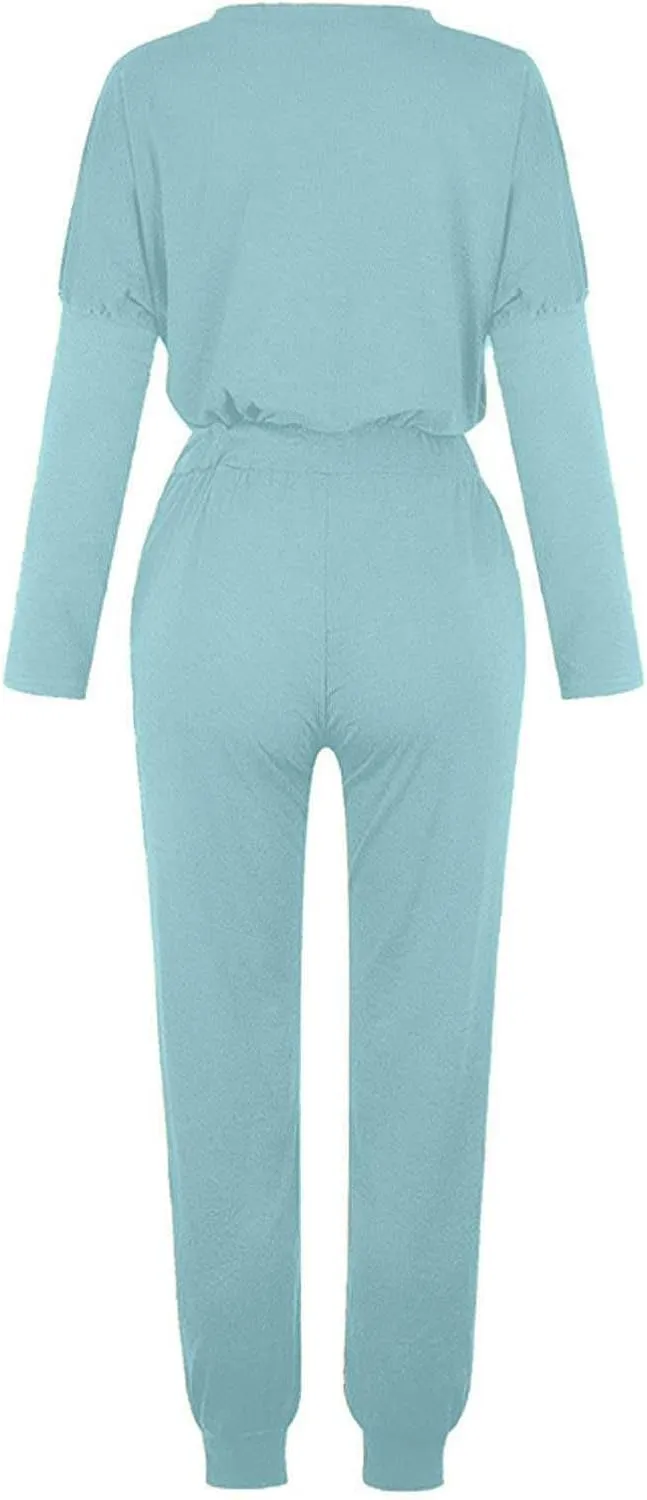Women's Fall 2 Piece Lounge Outfit Crewneck Pullover Tops Long Pants Tracksuit Sweatsuits with Sweatpants Oversize