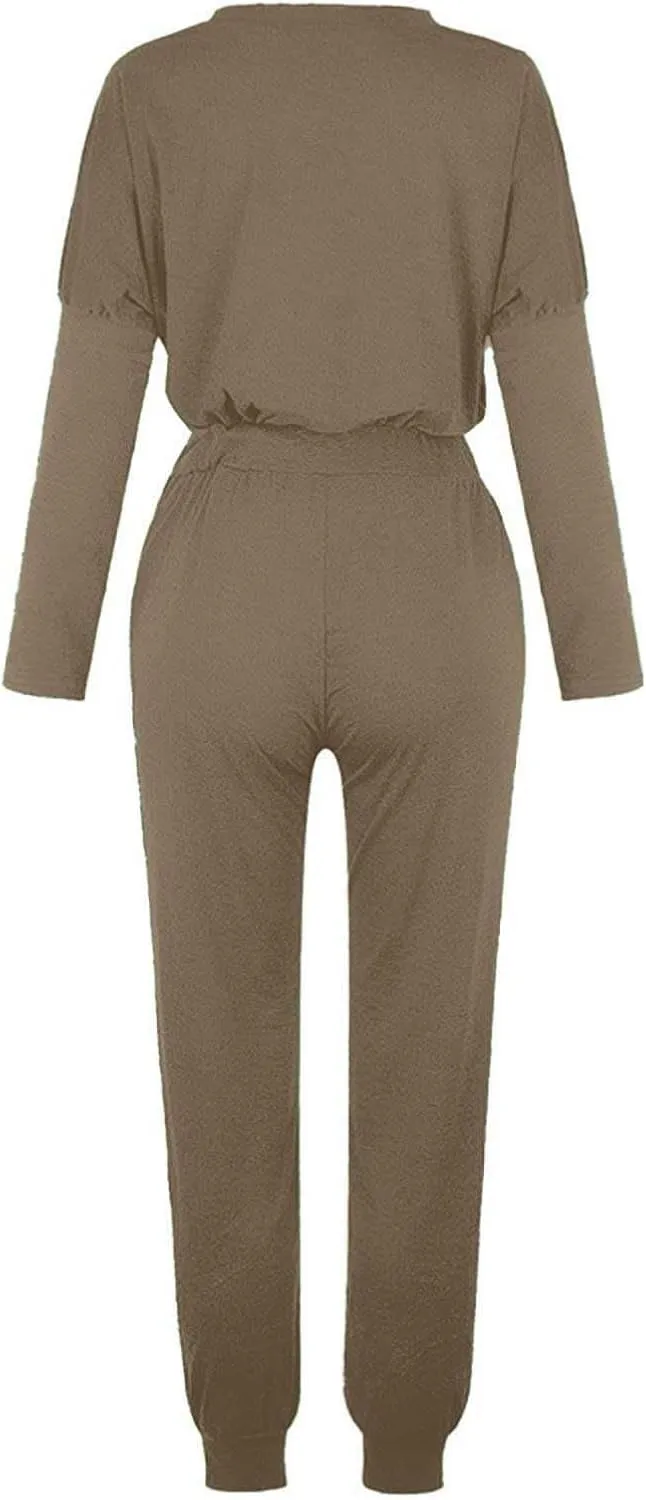 Women's Fall 2 Piece Lounge Outfit Crewneck Pullover Tops Long Pants Tracksuit Sweatsuits with Sweatpants Oversize