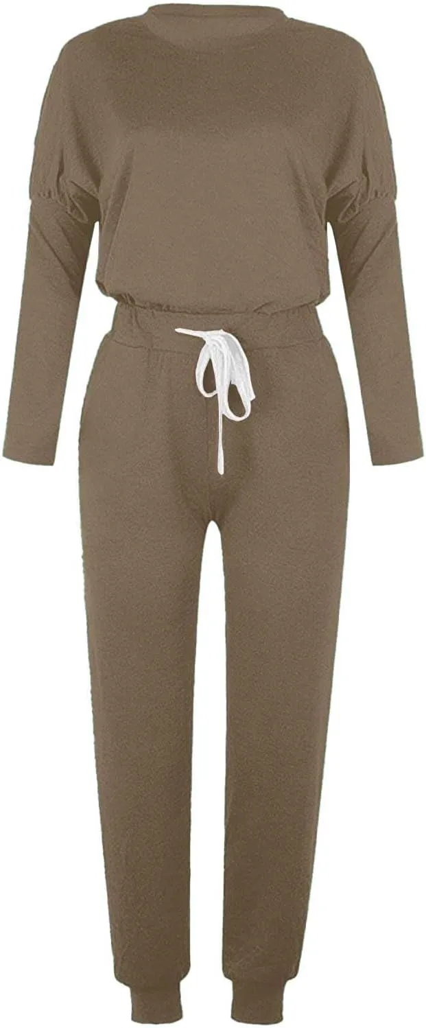 Women's Fall 2 Piece Lounge Outfit Crewneck Pullover Tops Long Pants Tracksuit Sweatsuits with Sweatpants Oversize