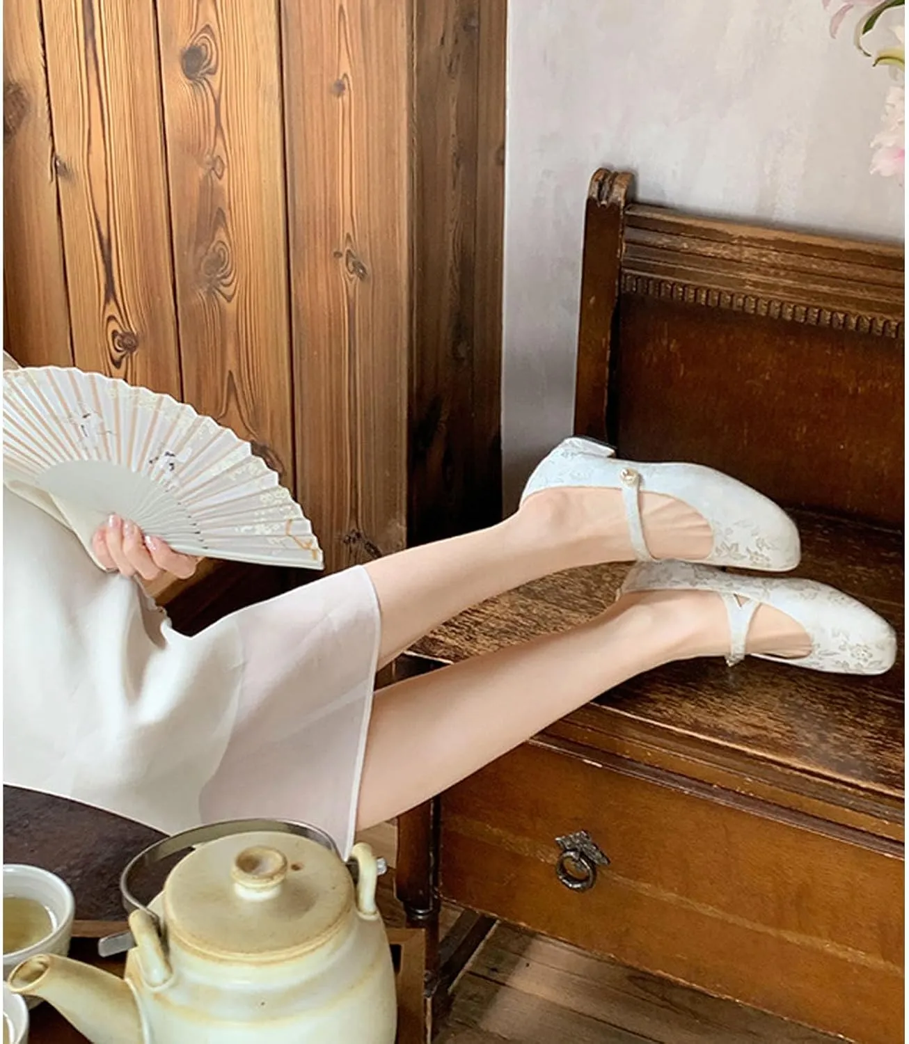 Women's Fashion Prints Mary Jane Chunky Heel,Comfortable Square Head Casual Work Office Dress Shoes
