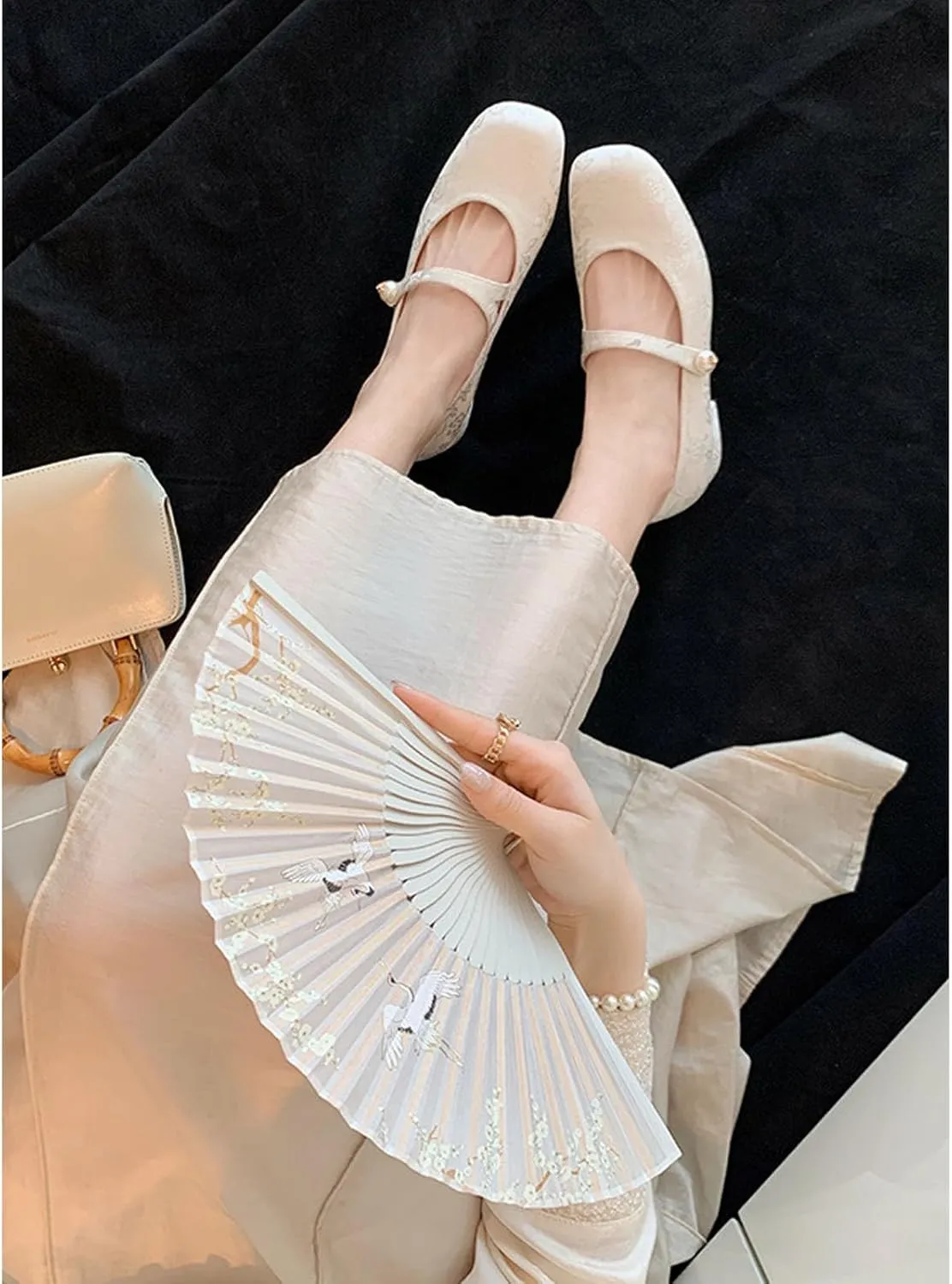 Women's Fashion Prints Mary Jane Chunky Heel,Comfortable Square Head Casual Work Office Dress Shoes