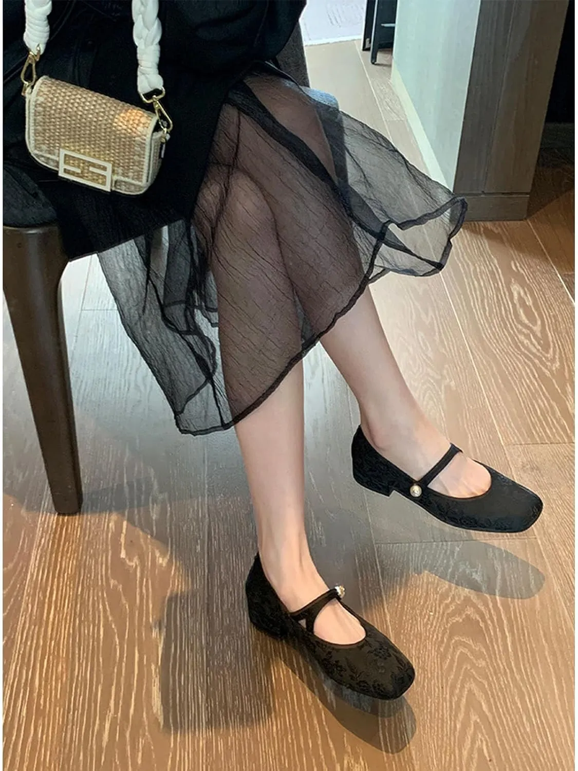Women's Fashion Prints Mary Jane Chunky Heel,Comfortable Square Head Casual Work Office Dress Shoes