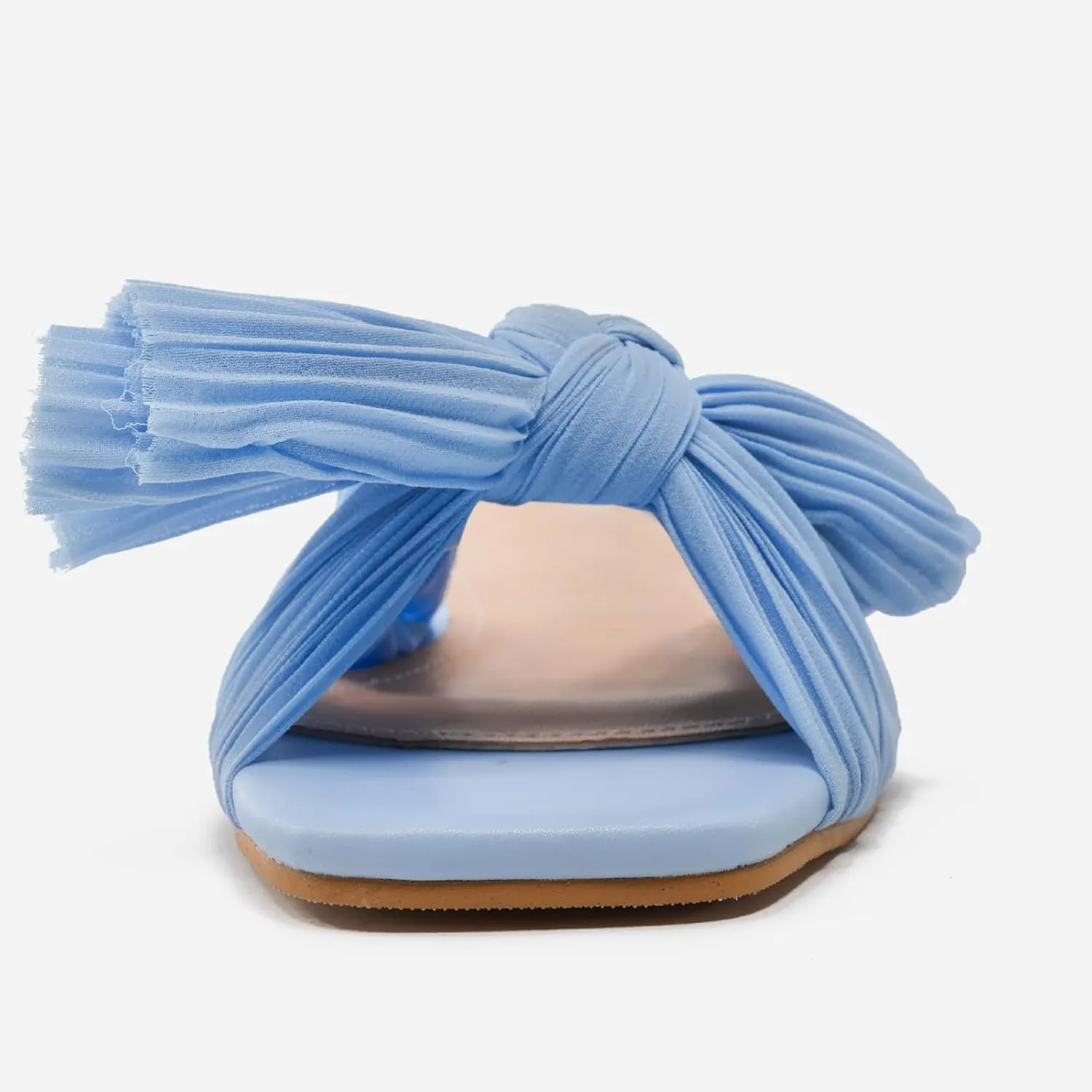 Women's Flat Sandals Casual Dress Sandal Satin Mules Slip On Bowknot Open Toe Backless Low Heeled Slipper Slides for Summer Wedding