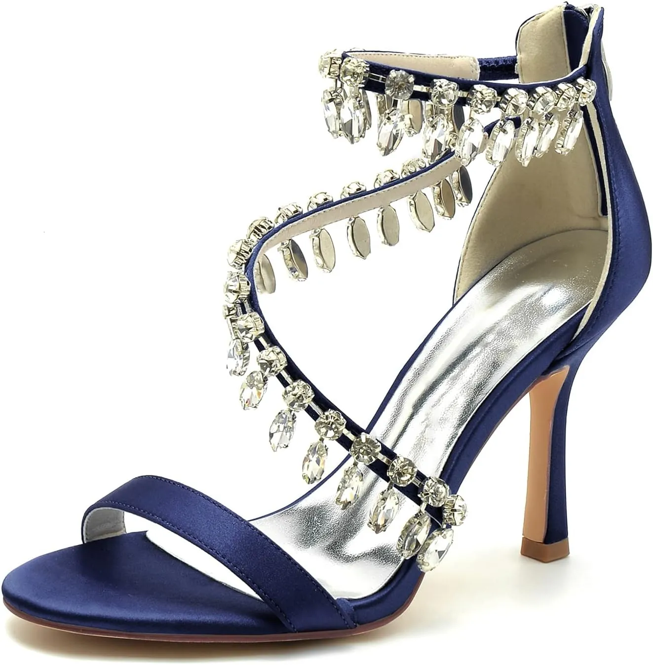 Women's Open Toe Wedding Bridal Shoes Rhinestones High Heels Sandals Ankle Strap Crystal Formal Evening Prom Party Dress Shoes Pumps