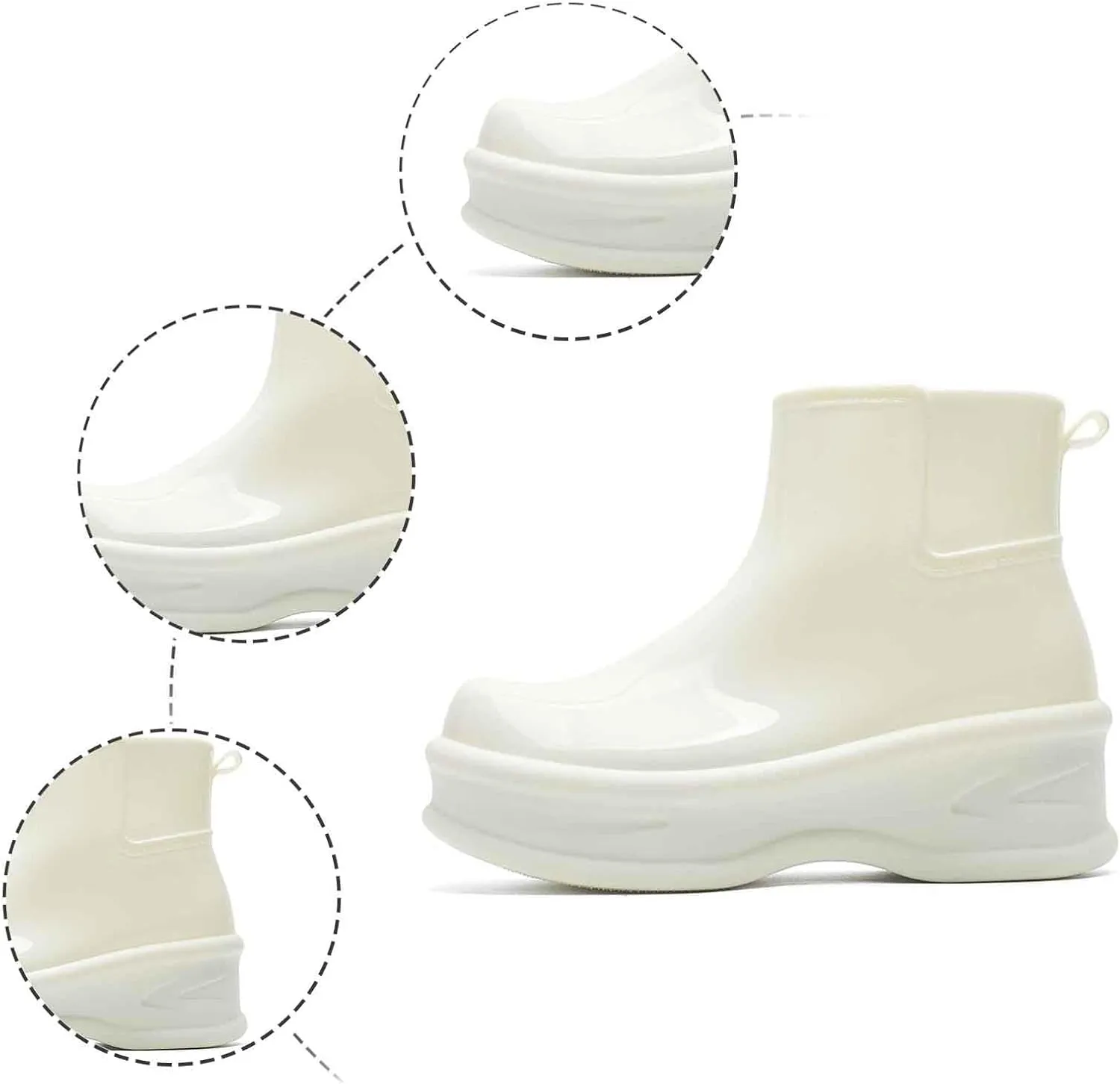 Women's Short Rain Boots Rubber Waterproof Garden Boots Elastic Slip On Insulated Rain Shoe for Outdoor Work Sole