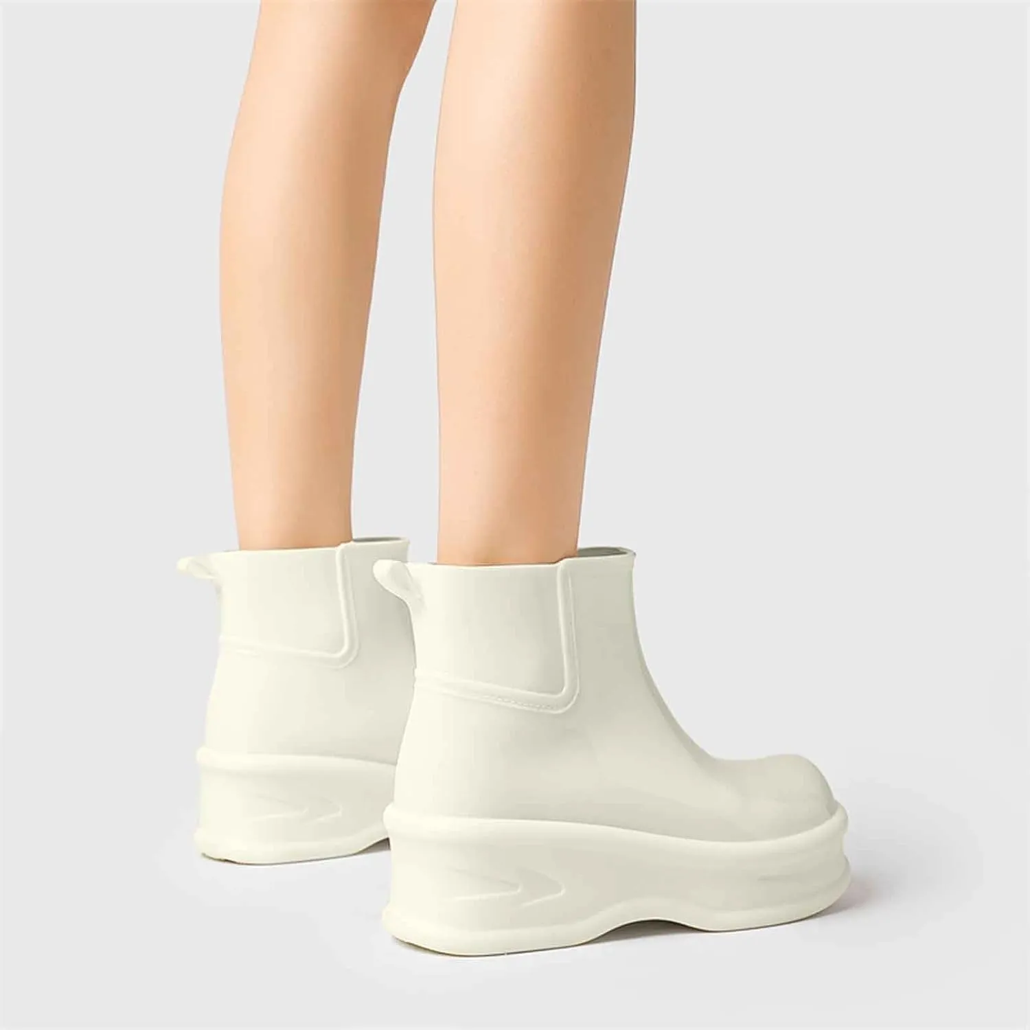 Women's Short Rain Boots Rubber Waterproof Garden Boots Elastic Slip On Insulated Rain Shoe for Outdoor Work Sole