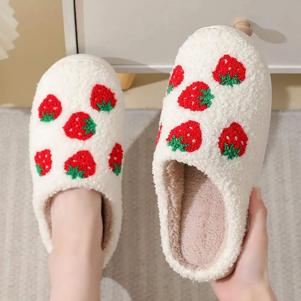 Women's Strawberry Slippers, Cute Fruit Slippers, Strawberry Accessories, Comfortable Couple Indoor And Outdoor Home Slippers