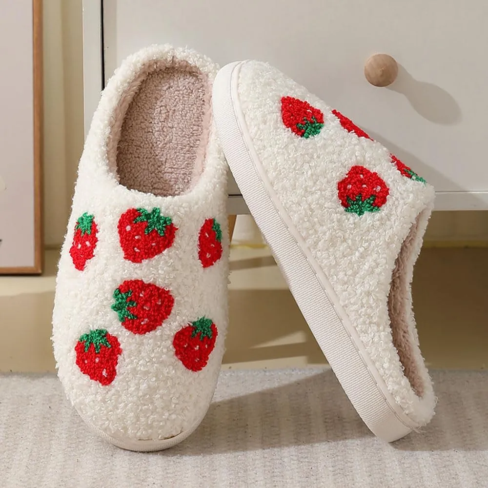 Women's Strawberry Slippers, Cute Fruit Slippers, Strawberry Accessories, Comfortable Couple Indoor And Outdoor Home Slippers