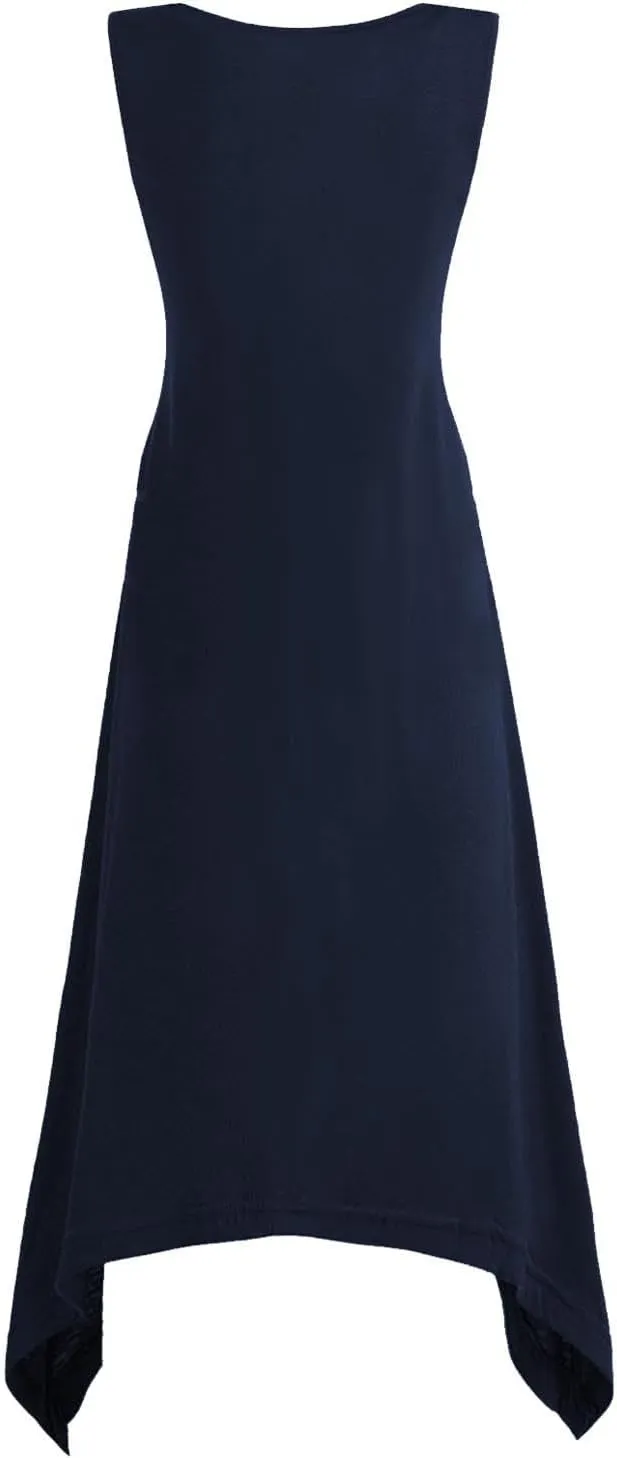 Women's Trendy Dress Round Neck Sleeveless Dress Casual Irregular A-line Hem Long Dresses Daily Vacation Wear