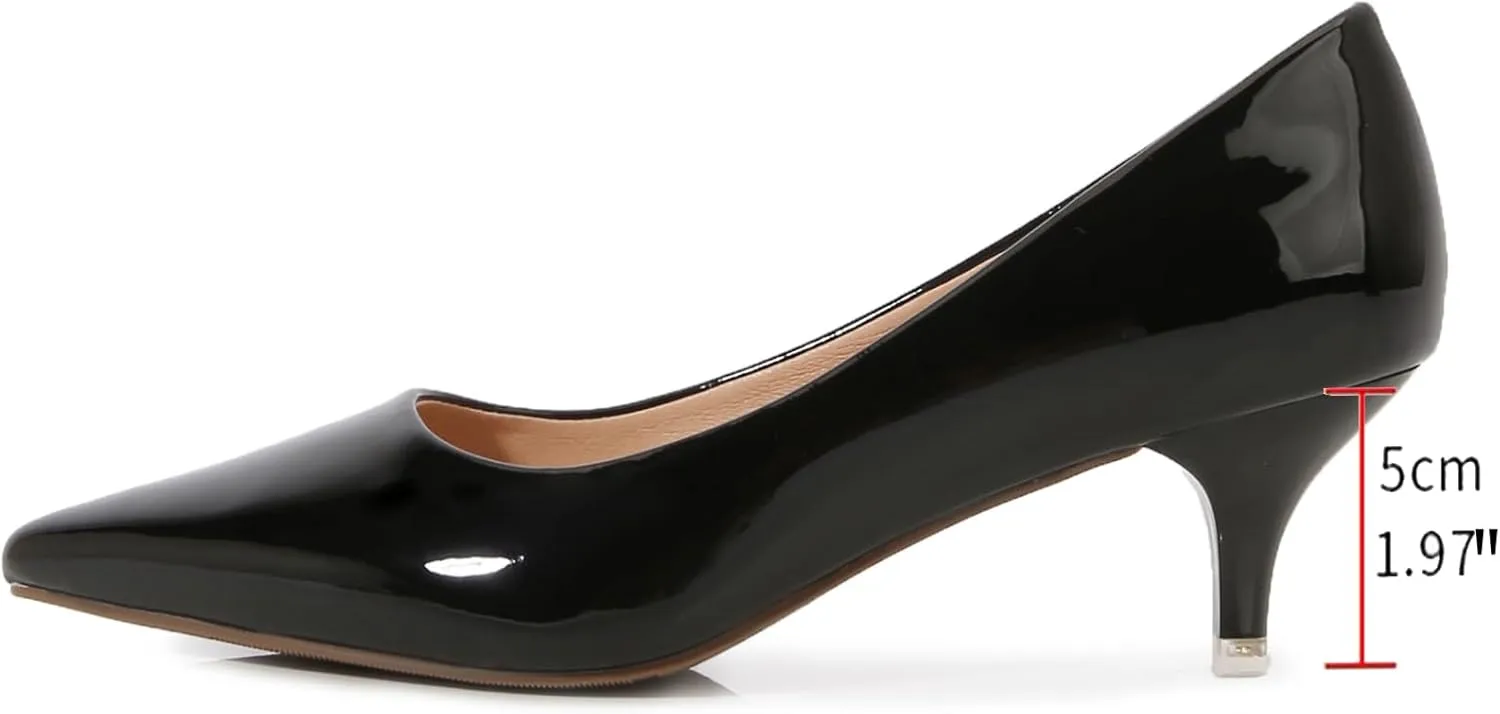 WUIWUIYU Womens Lovely Colors Low Kitten Heel Pointed Toe Dress Work Wedding Pumps Bridal Heeled Shoes
