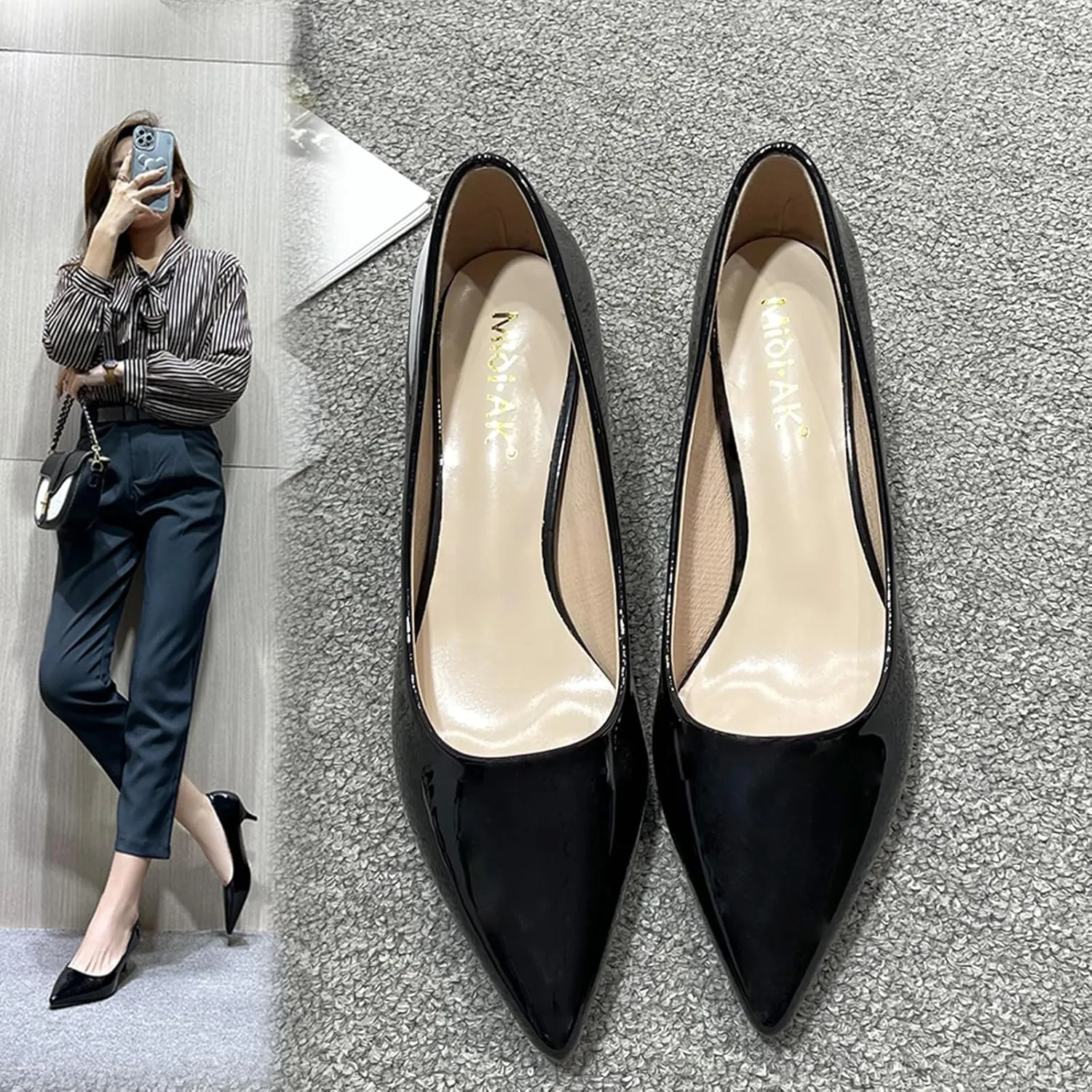 WUIWUIYU Womens Lovely Colors Low Kitten Heel Pointed Toe Dress Work Wedding Pumps Bridal Heeled Shoes