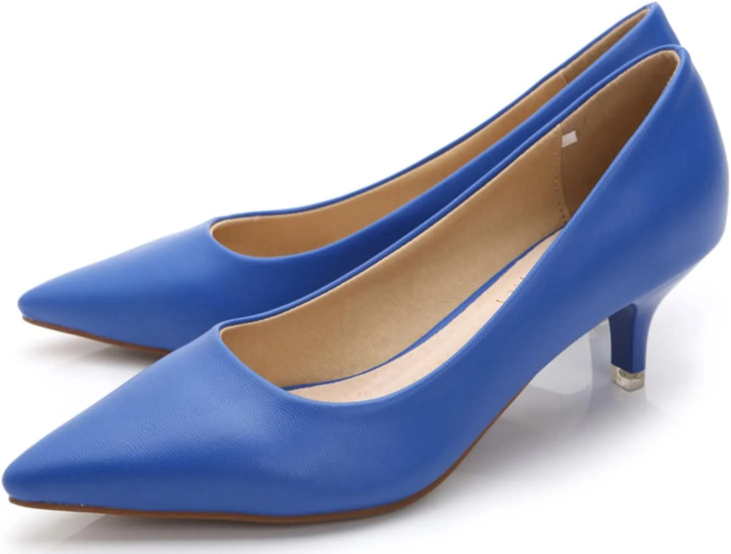 WUIWUIYU Womens Lovely Colors Low Kitten Heel Pointed Toe Dress Work Wedding Pumps Bridal Heeled Shoes