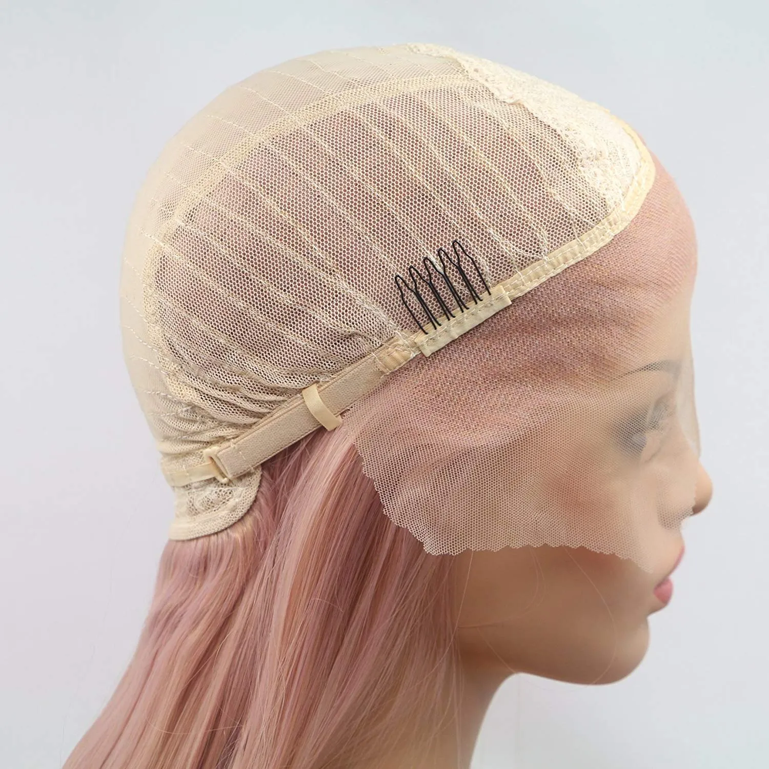 xiweiya Rose Gold Wig Long Wavy Peach Pink Synthetic Lace Front Wig Natural Hairline 13 x3 Lace Peach Red Wigs Mermaid Hair Heat Resistant Wig 180% Density Hair For Women Drag Queen 24inch