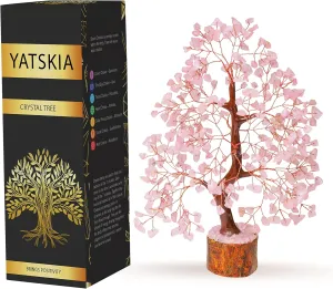 YATSKIA Rose Quartz Tree of Life, Chakra Wire Bonsai, Feng Shui Money Tree for Positive Energy, Home Office Decor, Spiritual Gift, Meditation Accessories