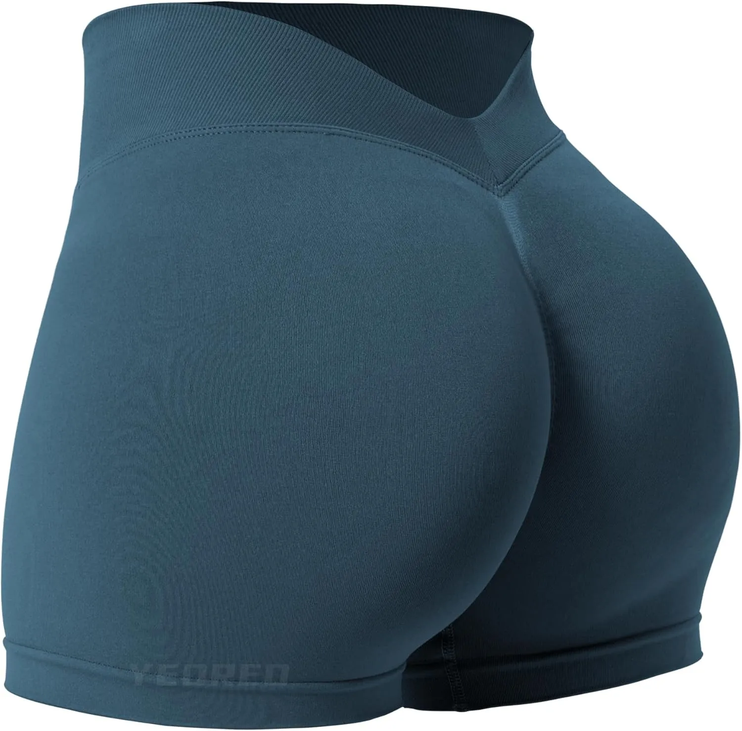 YEOREO Workout Scrunch Shorts Women V Back Gym Butt Lifting Liz High Waisted Seamless Shorts