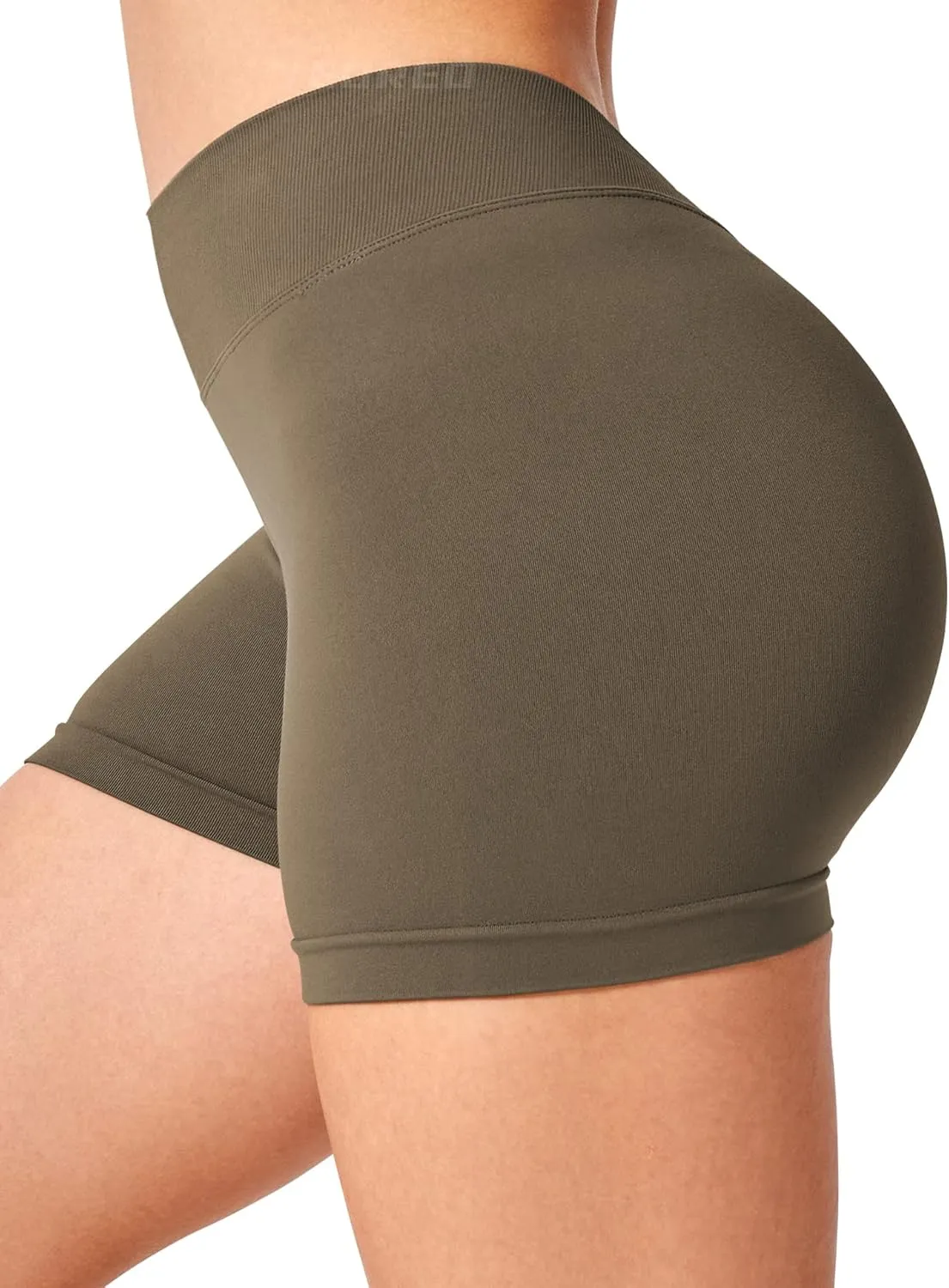 YEOREO Workout Scrunch Shorts Women V Back Gym Butt Lifting Liz High Waisted Seamless Shorts
