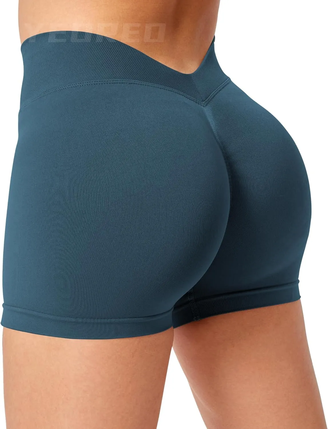 YEOREO Workout Scrunch Shorts Women V Back Gym Butt Lifting Liz High Waisted Seamless Shorts