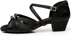 YKXLM Girl's & Women's Latin Dance Shoes Ballroom Adjustable Buckle Dancing Shoes Cross Strap Ballroom Heels,Model WH-D28