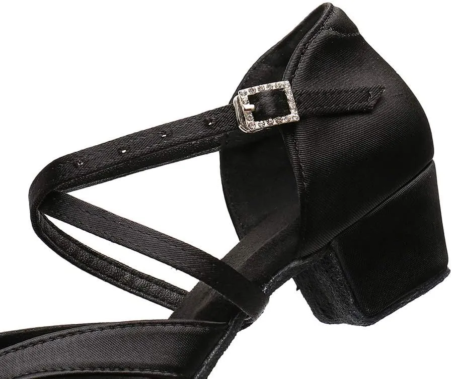 YKXLM Girl's & Women's Latin Dance Shoes Ballroom Adjustable Buckle Dancing Shoes Cross Strap Ballroom Heels,Model WH-D28