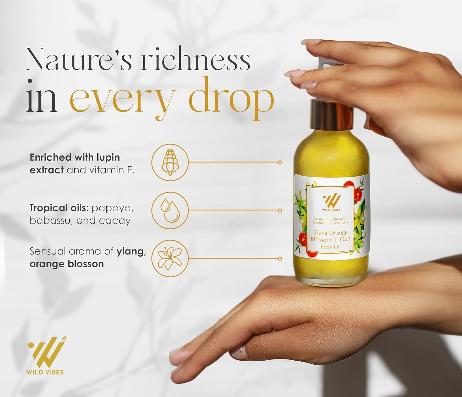 Ylang Orange Blossom   Oud Luxury Body Oil – Organic with Tropical Oils for Hydrated, Youthful Skin – Anti-Aging, Collagen-Boosting After Shower for Women – 4 oz