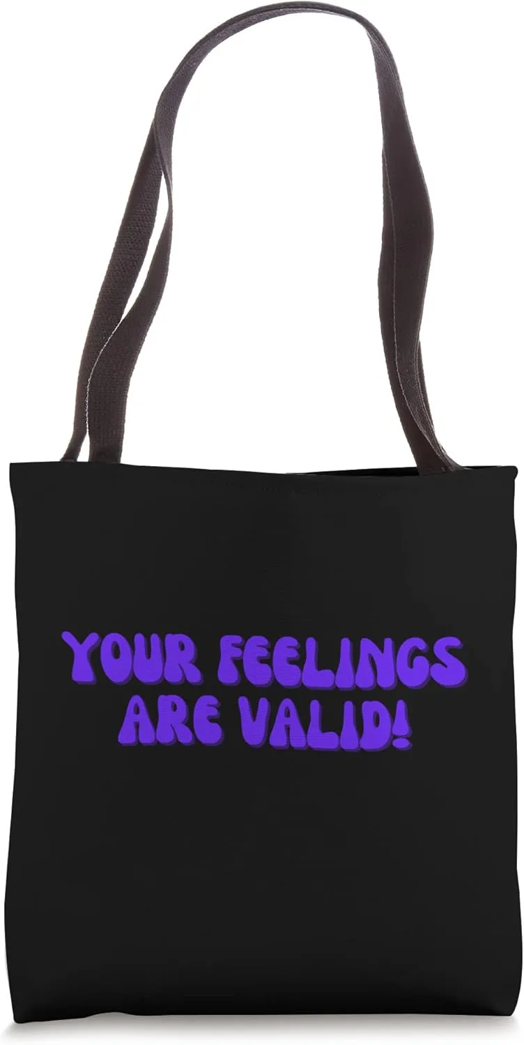 YOUR FEELINGS ARE VALID, RETRO BLUE SHADES, KINDNESS Tote Bag